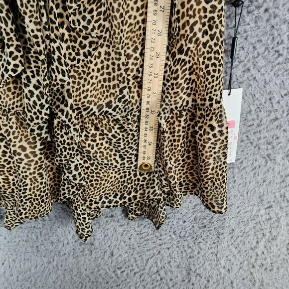 Calvin Klein Dress Womens 2 Leopard Print Long Sleeve Knee Length Ruffled NWT - Picture 6 of 13